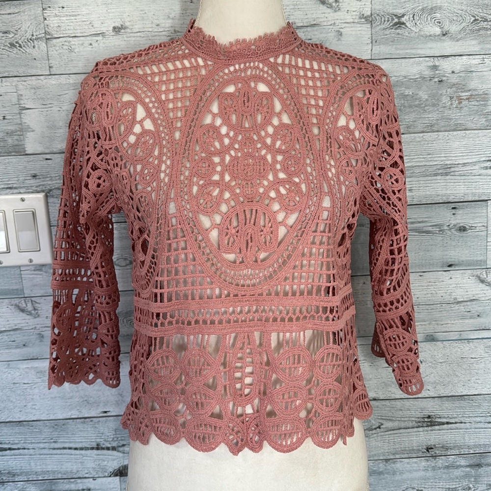 MELE E PERE FULL LACE PINK TOP